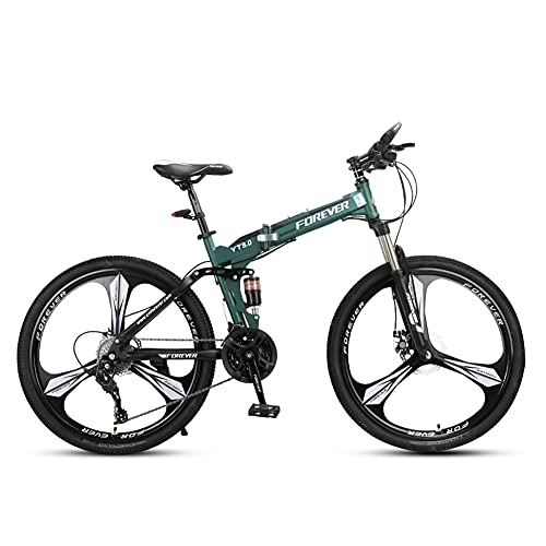 Bici pieghevoli : Mountain Bike pieghevole, 26 pollici sport all'aria aperta in acciaio al carbonio MTB bicicletta, Mountain Bike per Donne degli Uomini / green
