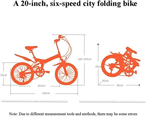 Bici pieghevoli : Mountain bike pieghevoli da 20 pollici, telaio in acciaio ad alto tenore di carbonio variabile a 6 velocità, freno a V per assorbimento degli urti, bicicletta pieghevole da città per adulti per tutti