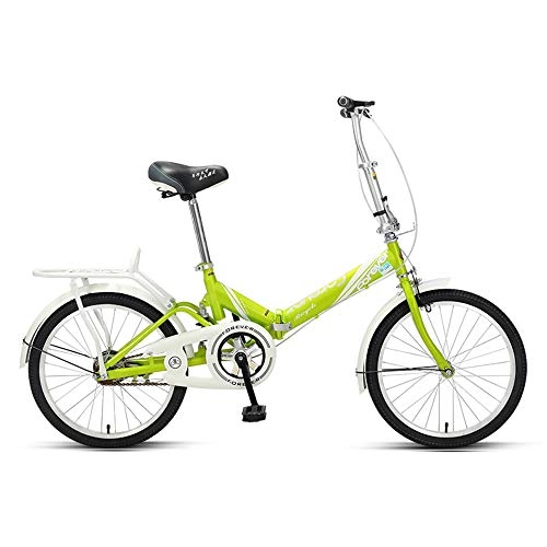Bici pieghevoli : N / A HAIZHEN -Bici Pieghevoli per Adolescenti Adulti da 16 Pollici ，Mountain Bike All'aperto A Singola velocità per Studenti, Impiegati 125-175 di Altezza(Color:Verde)
