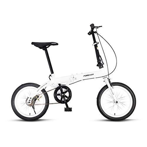 Bici pieghevoli : Ownlife 16inch Portable Rapida Bicicletta Pieghevole Cerchioni Quick Fold Bici della Strada for Adulti in Bicicletta minigolf Regalo di Compleanno BMX (Color : White)