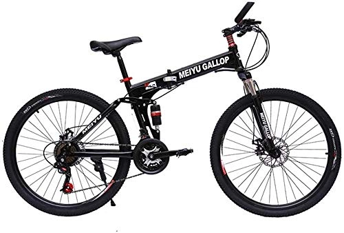 Bici pieghevoli : PAXF 24 inch Bike Lightweight Mini Folding Bike Small Portable Bike Adult Student City Bike Mountain Bike-Black