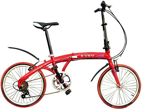 Bici pieghevoli : Pkfinrd Pieghevole a velocità variabile Bicicletta Pieghevole auto-20 Pollici V Brake velocità della Bicicletta Maschio e Femmina Bambini Biciclette Mini Bicicletta Pieghevole, Red (Color : Red)