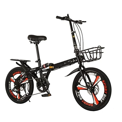 Bici pieghevoli : POKENE bicicletta pieghevole in acciaio ad alto carbonio da 20 pollici, freno a doppio disco, leggero e portatile, ruota integrata, bici pieghevole, B