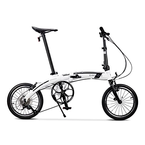 Bici pieghevoli : QEEN Pieghevole Bicicletta in Lega di Alluminio Cornice ricurva Fascio di Delfino Portatile Portatile all'aperto (Color : White)