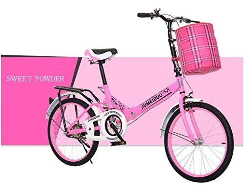 Bici pieghevoli : RPOLY Bicicletta Pieghevole Unisex Adulto, Pieghevole Regolabile City Bike, monomarcia Trasmissione, Grande per Urban Riding e Il pendolarismo, Pink_20inch