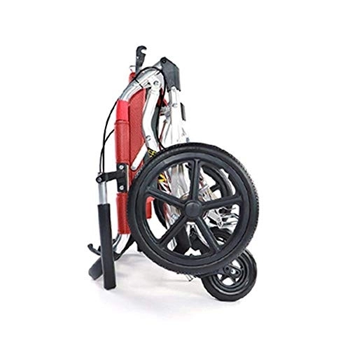 Bici pieghevoli : Sedia a rotelle Leggera Pieghevole in Alluminio Ultraleggero con Freno a Mano Anti-Gonfiabile Ruota Solida antideflagrante