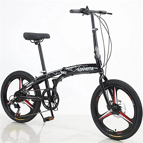 Bici pieghevoli : TAURU Bicicletta da strada pieghevole da 50, 8 cm, Urban Bicycle Cruiser per uomini donne in acciaio al carbonio telaio rigido del veicolo / doppio freno a disco (nero)