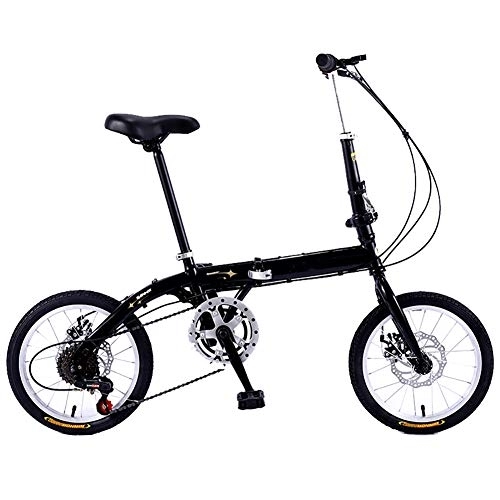 Bici pieghevoli : TZYY Mini Compact Città Bicicletta per City Riding Pendolarismo, 16in Fibra di Carbonio Bicicletta Pieghevole Nero 16in