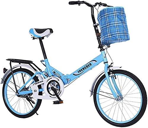 Bici pieghevoli : WLGQ Bicicletta Pieghevole per Adulti, 20 Pollici Ultraleggera Portatile da Donna Ciclismo in Montagna Mini Bicicletta Compatta Pendolari Urbani Pedale Pieghevole Unico Blu, 20 in (Blue 20 in)