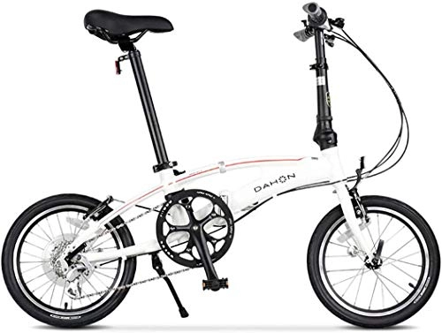 Bici pieghevoli : WSJ City Bike 16 inch 8-Speed Commuter Bicycle Fold Aluminum Alloy Frame for Unisex Adult, Bianco