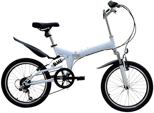 Bici pieghevoli : WSJYP 20 in Bici Pieghevole, Mini Mountain Bike da Strada, per Donne Teens Studenti Bici da Corsa a velocità Variabile, White