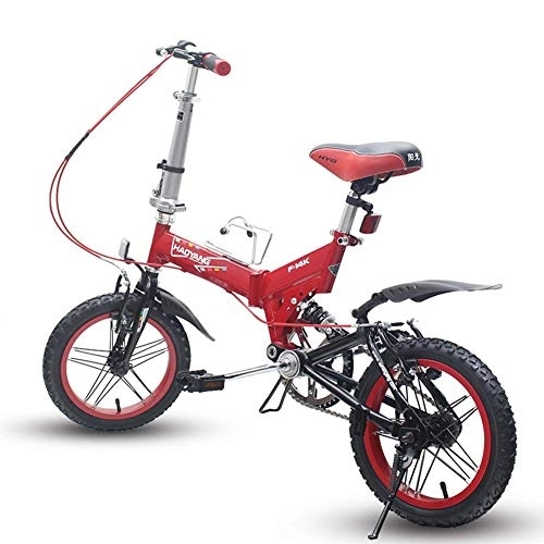 Bici pieghevoli : Xiaoyue Uomini Donne Folding Bike, da 14 Pollici Mini Pieghevole Bicicletta della Montagna, Leggero Portatile Alto tenore di Carbonio Acciaio Alluminio Telaio Commuter Bike, Rosso lalay (Color : Red)