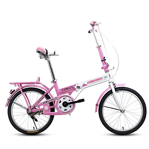 Bici pieghevoli : XQ F311 Bianco E Rosa Bicicletta Pieghevole Adulto 20 Pollici Ultraleggero Portatile Alunno Bicicletta per Bambini