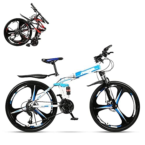 Bici pieghevoli : YANGHAO-Mountain bike per adulti- Bicicletta per adulti pieghevole, bike a velocità variabile da 24 pollici, doppio ammortizzatore per uomo e donne, freni a doppio disco, 21 / 24 / 27 / 30 velocità opzional