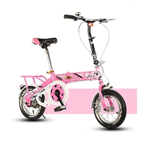 Bici pieghevoli : YEARLY Bambini bici pieghevole, Bici pieghevoli studente Luce portatile Alunni Bicicletta pieghevole Per 8-15 anni vecchio-rosa 16inch