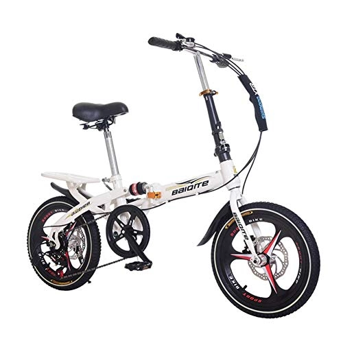 Bici pieghevoli : YIWU 20 Pollici Folding Bike Vogatore Scuola Donne Bambini Leggero Piccolo Portatile Bici Adulta Lavoro Pieghevole della Bicicletta della Bici di BMX Donna (Colore : Bianca)