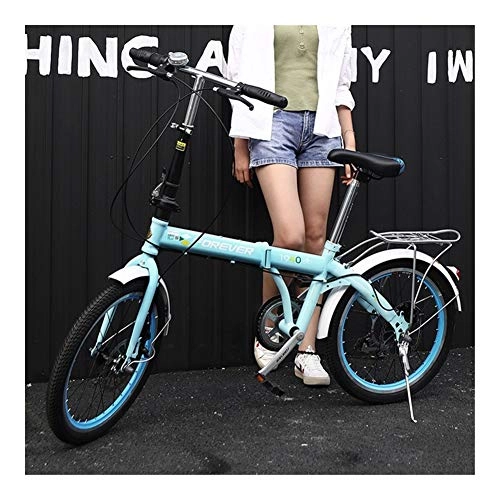 Bici pieghevoli : YIWU Donne Bicicletta Pieghevole Ultra Luce Portatile a velocità variabile Mini Mini Bici 20 Pollici Maschio Adulto for Adulti for Adulti (Colore : Bluew2)