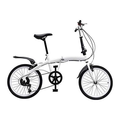 Bici pieghevoli : YyanLAK Bicicletta pieghevole da 20 pollici, bicicletta pieghevole a 7 marce, portata 90 kg, doppio freno a V, bicicletta pieghevole per adulti, colore bianco