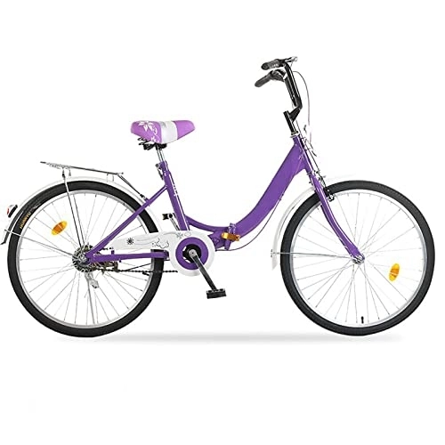 Bici pieghevoli : ZEYHOME Bici da Pieghevole, Bicicletta per Pendolari da Città in Acciaio Ad Alto Tenore di Carbonio, Bicicletta da velocità Singola con Cestino(22inch, Purple)