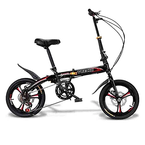Bici pieghevoli : ZHCSYL Biciclette Pieghevoli per Adulti E Qing, Corpo da 130 Cm, Freni A Disco A velocità Variabile, 6 velocità, 16 Pneumatici, Multicolore(Color:Rosso)
