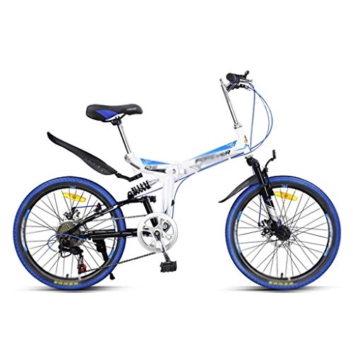 Bici pieghevoli : Zxb-shop Bike Pieghevole Blu Pieghevole della Bici di Montagna della Bicicletta Uomini e Donne a velocità variabile Ultra Luce Portatile della Bicicletta di 7 velocità