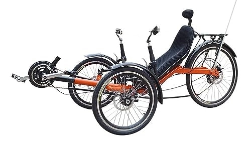 Bici reclinates : Triciclo regolabile rosso grasso pneumatico 20 pollici 6 velocità reclinata 3 ruote pedale triciclo bici