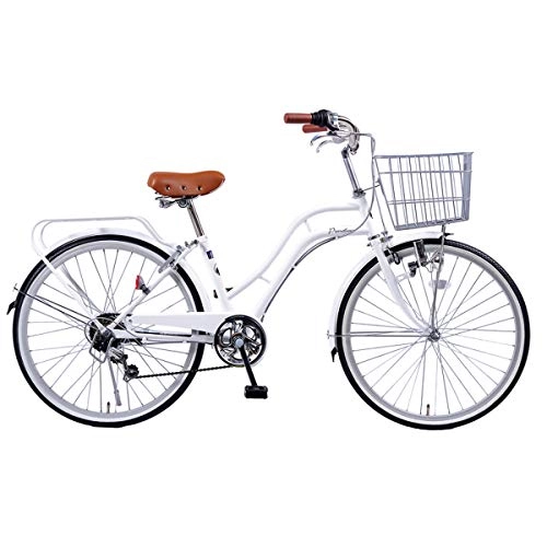 Biciclette da città : 24" Comfort Bike, Bicicletta da Città Donna con Cesto, 6 velocità