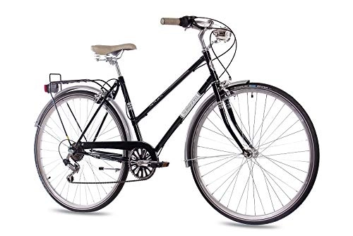 Biciclette da città : 28 pollici nostalgia City Ruota City Bike da ciclismo chrisson Vintage City Lady 6S SHIMANO NERO 2017