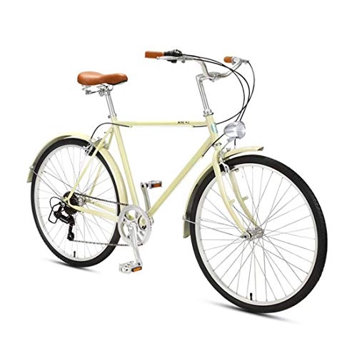 Biciclette da città : Adulti Leggero Retro Bike, Bici da Città Commuter Road, 26inch 7 velocità Uomini Donne General Purpose Casuale Biciclette, A