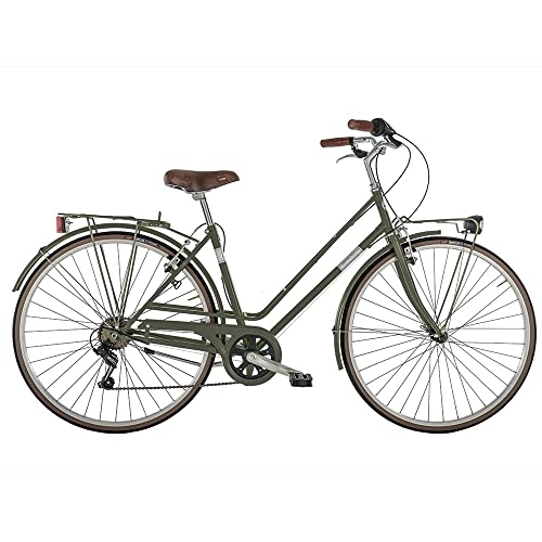 Biciclette da città : Alpina Bike Rondine 6v, Bicicletta Donna, Verde Militare, 28