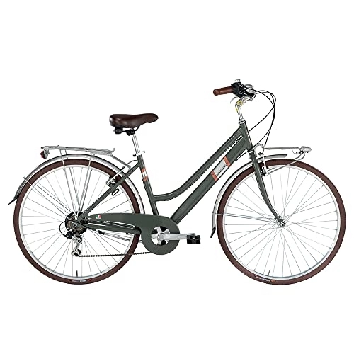 Biciclette da città : Alpina Bike Roxy 6v, Bicicletta da Città Donna, Verde Militare, 28