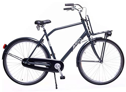 Biciclette da città : Amigo Forest - Bici da città per uomo 28 pollici - Adatto da 175-185 cm - Citybike con freno a mano, Freno a contropedale, portapacchi anteriore e luci e supporto per bici - Grigio