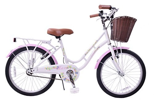Biciclette da città : AMMACO HAZE TRADITIONAL 20 WHEEL GIRLS BIKE BASKET 13 FRAME CLASSIC DUTCH SHOPPER STYLE HERITAGE WHITE / PINK AGE 7+ by Ammaco