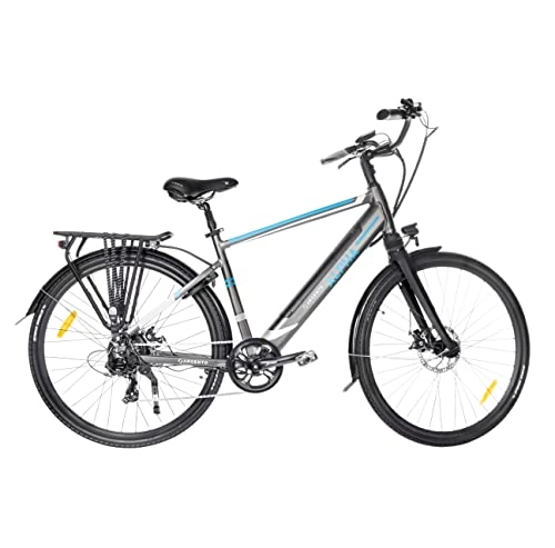 Biciclette da città : Argento Alpha, Bicicletta elettrica da Città Uomo, Grigia e Blu, Taglia Unica