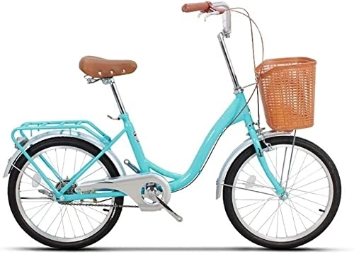 Biciclette da città : ARTREP Cruiser Bikes Bici da Adulto retrò a velocità Singola Bici Comfort a velocità Singola for Uomo Donna con cestello e Portapacchi Posteriore (Color : Blue, Size : 20 inch)