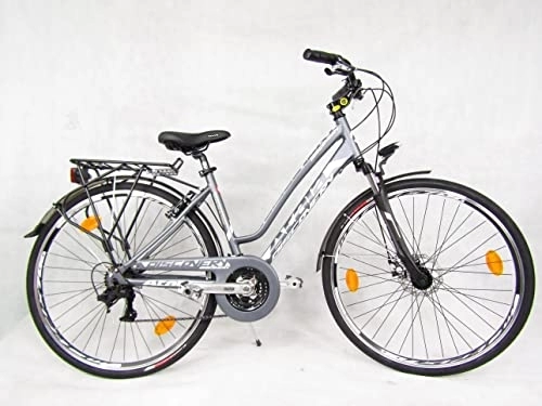 Biciclette da città : ATLA DISCOVERY FS MD LADY bicicletta da donna city bike 28 bici con forcella ammortizzata disco freno ant.