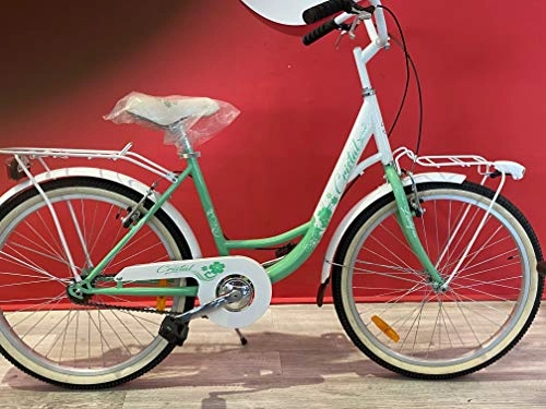 Biciclette da città : Bici Bicicletta 24'' IBK Cristal MONOVELOCITA' Bianco Verde