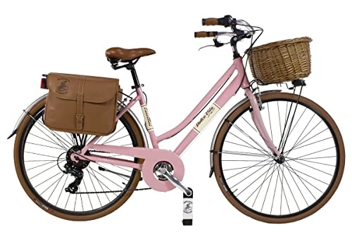 Biciclette da città : Bici bicicletta citybike ctb Dolce Vita Donna Rosa con Cesto e Borse 46