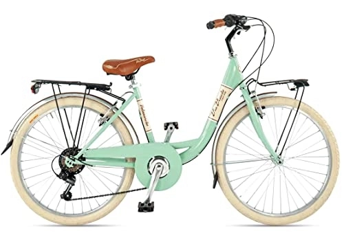 Biciclette da città : BICI BICICLETTA VELOMARCHE 24 GIULY LADY SHIMANO 6V (Verde giulietta)