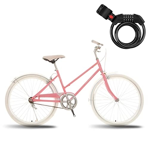 Biciclette da città : Bici Cruiser, 24" City Bike da Donna, Sella Confortevole, con Blocco Bici, Bici da Donna, City Bike, retrò, Vintage, A-24inch