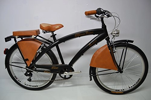 Biciclette da città : Bici Cruiser Bicicletta Cruiser Dream 26 6 v.Passeggio Nera Marrone Bronzo