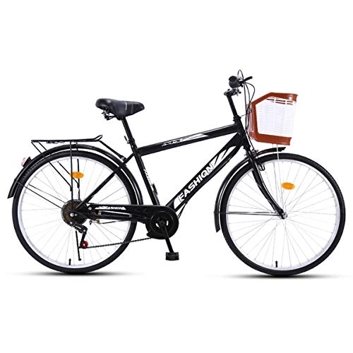 Biciclette da città : Bici da Città, Bicicletta da Città Donna Comfort Bike con Cesto, 7 velocità, 26"