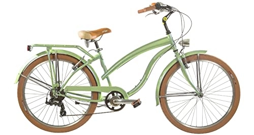 Biciclette da città : BICI MISURA 26 CRUISER DONNA SHIMANO 7V BICICLETTA DA PASSEGGIO STILE AMERICANA CITY BIKE DA città MADE IN ITALY ART. BCR26D (VERDE CHIARO)