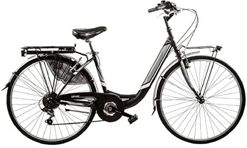 Biciclette da città : BICI MISURA 26 DONNA DA PASSEGGIO FEMMINILE VENERE BICICLETTA CITY CAMBIO SHIMANO 6V MADE IN ITALY ART. VEN26X138CC (NERO OPACO)