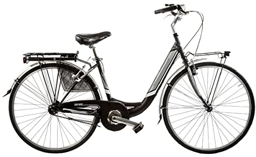 Biciclette da città : BICI MISURA 26 DONNA DA PASSEGGIO LUSSO FEMMINILE TELAIO VENERE BICICLETTA CITY SENZA CAMBIO 1V MADE IN ITALY ART. VEN26X175SCL (NERO OPACO)