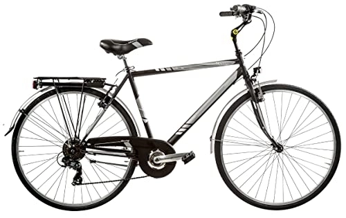 Biciclette da città : BICI MISURA 28 UOMO DA PASSEGGIO MASCHILE DA città MOVING LUSSO BICICLETTA CITY BIKE CAMBIO SHIMANO 6V MADE IN ITALY ART. MOV28U6VL (52 CM, NERO OPACO)