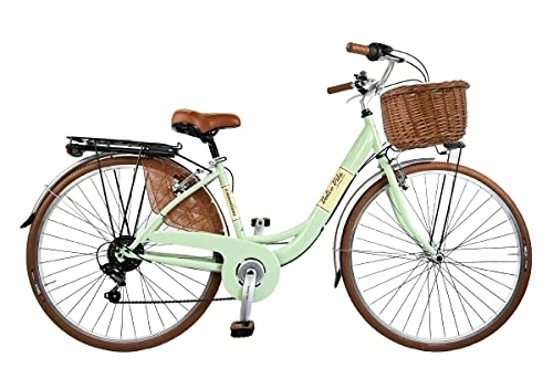 Biciclette da città : Bici venere bicicletta da città dolce vita by canellini vintage citybike shimano ctb retrò retro (Verde Chiaro)