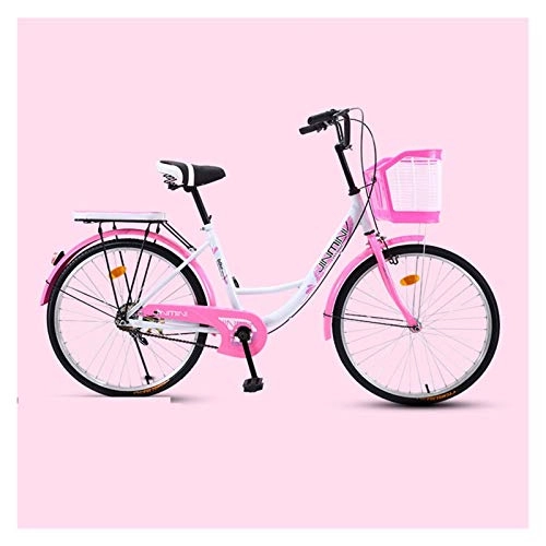 Biciclette da città : Bicicletta 24 Pollici Commuter City Bikestudenti Gries Tempo Libero Luce Colorata Safer (Color : Pink)