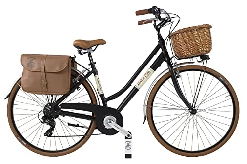 Biciclette da città : Bicicletta Dolce vita by canellini vintage via veneto retrò retro citybike CTB bike cesto borse alluminio donna (50, Nero)