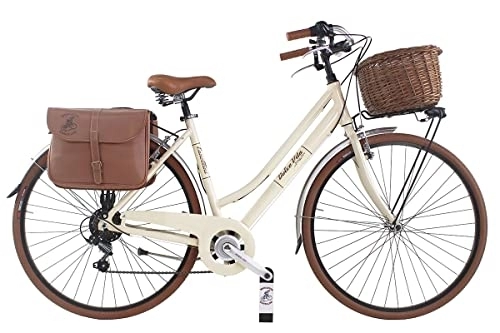 Biciclette da città : Bicicletta Dolce vita by canellini vintage via veneto retrò retro citybike CTB bike cesto borse alluminio donna (50, Panna)
